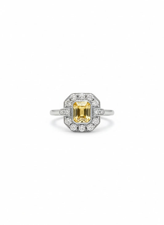 18ct Yellow Sapphire & Diamond Ring