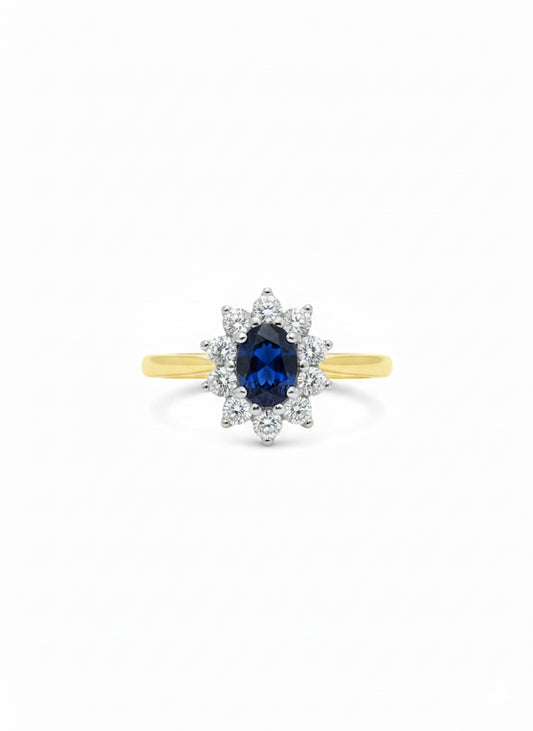 18ct Sapphire & Diamond Cluster Ring