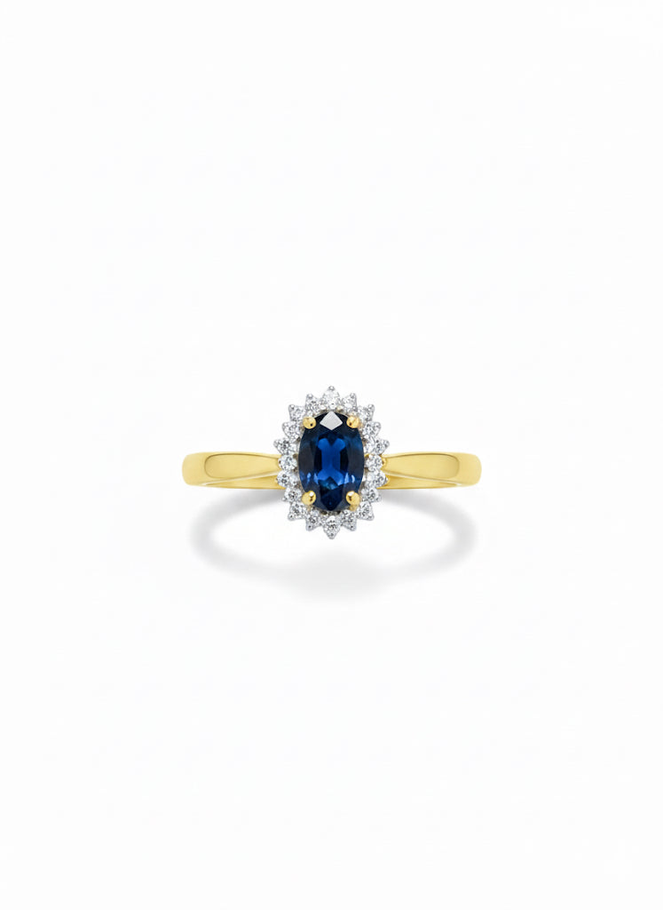 9ct Gold Sapphire and Diamond Cluster Ring