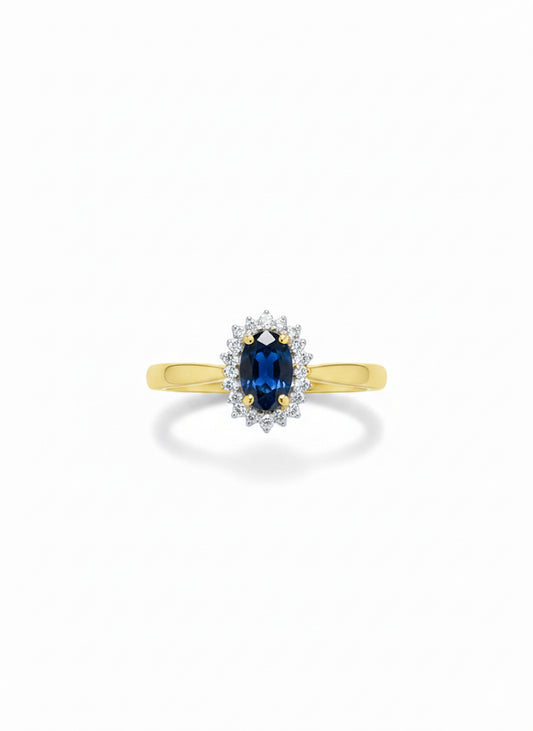 9ct Gold Sapphire and Diamond Cluster Ring