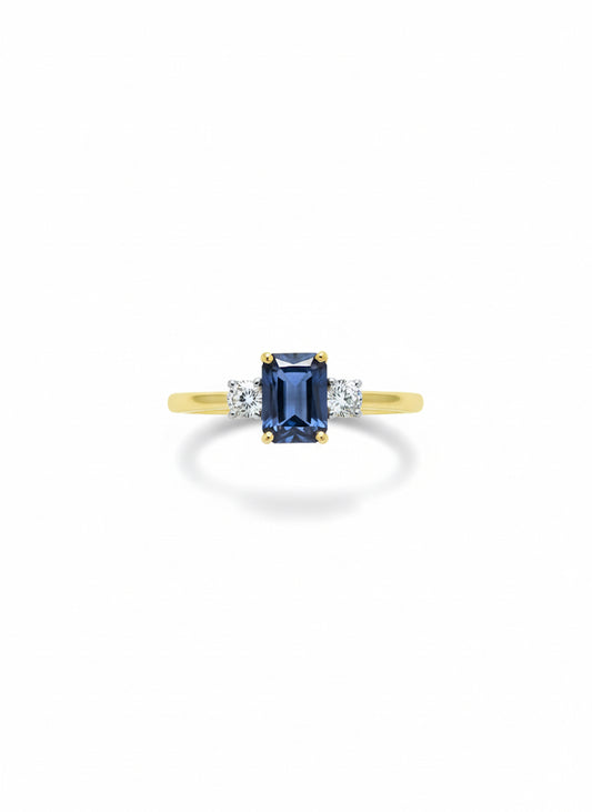 18ct Sapphire & Diamond Three Stone Ring