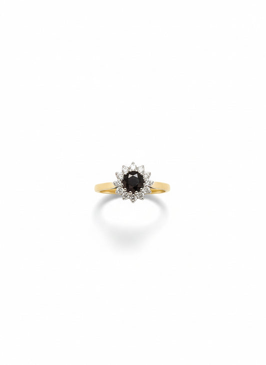 18ct Gold Sapphire & Diamond Cluster Ring