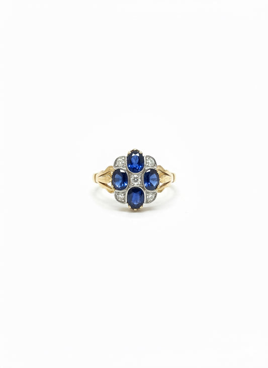 Sapphire & Diamond Cluster Ring