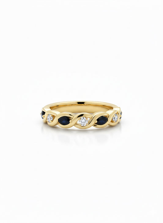 9ct Sapphire & Cz Ring