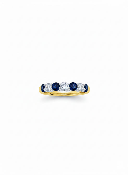 18ct Sapphire & Diamond 7 Stone Ring