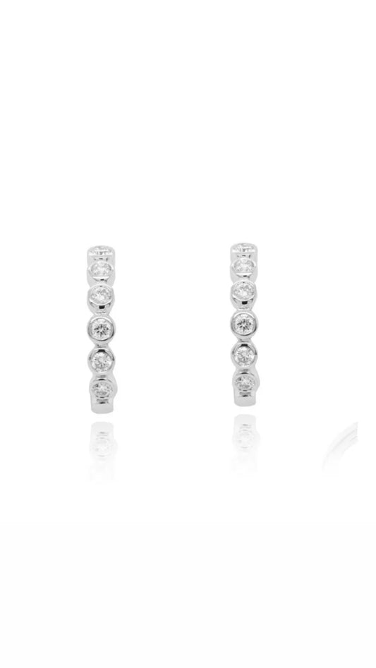 White Gold Bubble Diamond Hoop Earrings