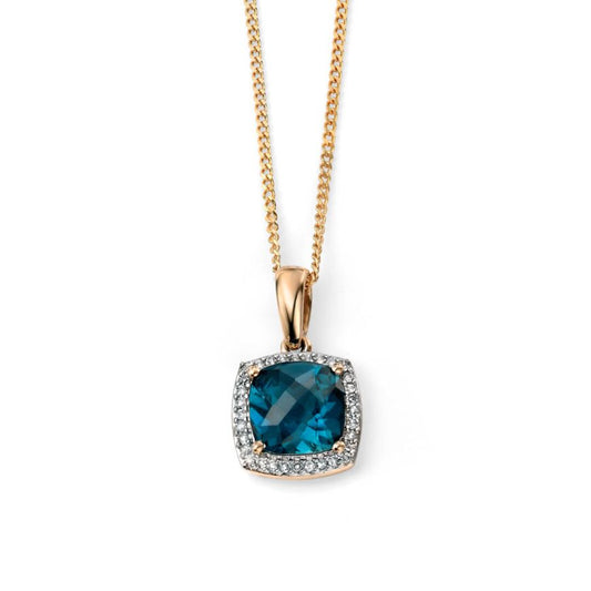 Blue Topaz & Diamond Necklace