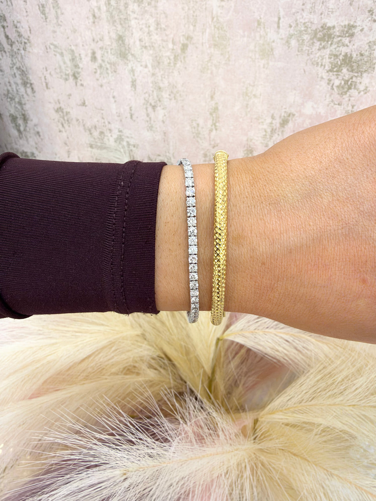 Lucia Gold Plated Textured Bangle