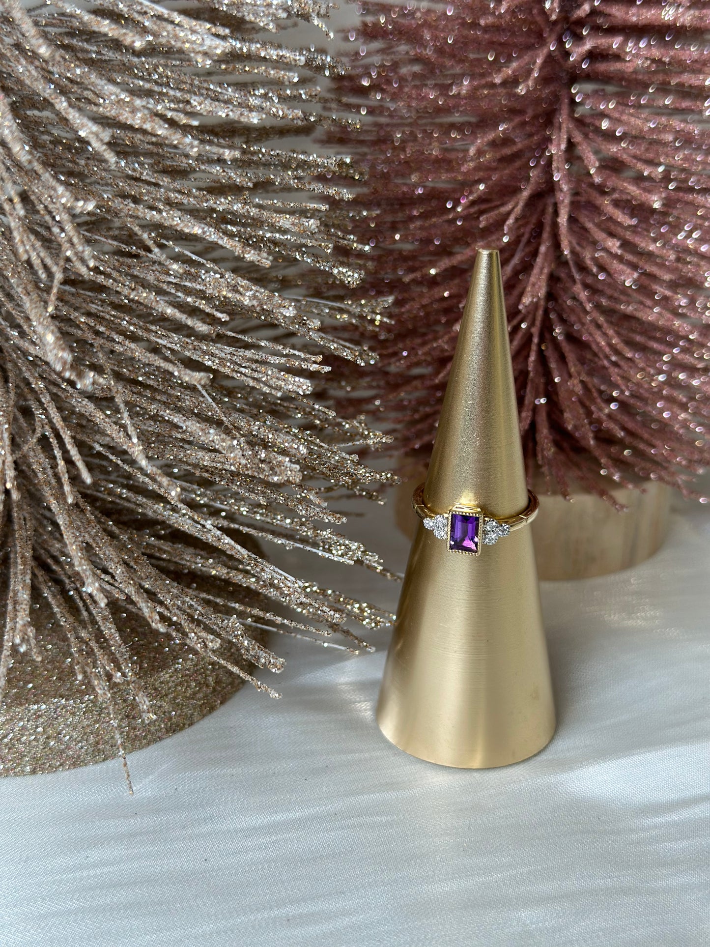 Purple Amethyst & Diamond Ring